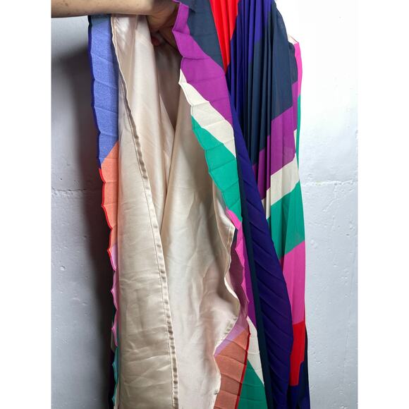 NEW Trina Turk Plume Striped Pleated Maxi Halter Dress Size Medium - Picture 5 of 9